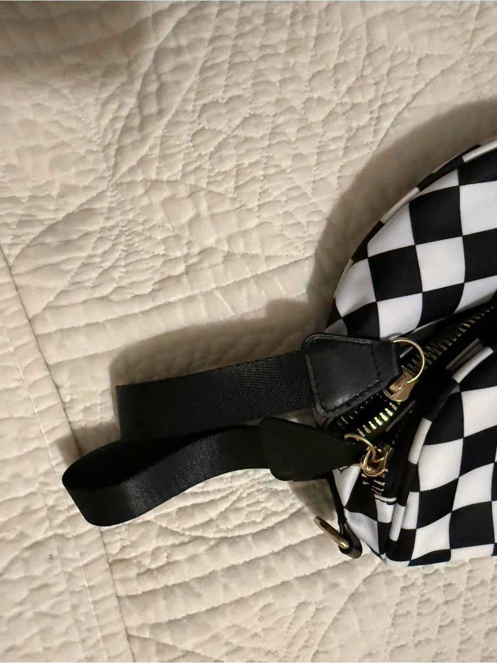 Emmafy Checkerboard Crossbody Sling Bag - Black & White